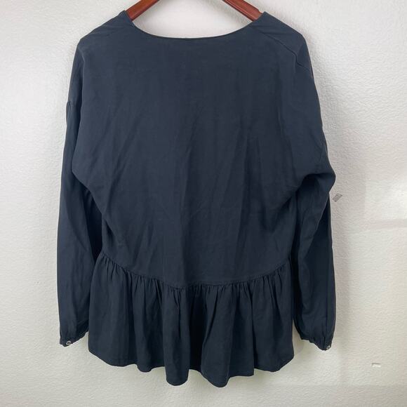 Y2K Zara Womens Top Sz M Boho Ruffle Whimsigoth Oversized Asymmetrical Witchy - Picture 3 of 7